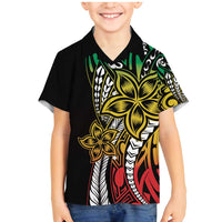 Polynesian Plumeria Floral Tattoo Pattern Family Matching Mermaid Dress and Hawaiian Shirt Reggae Style LT9 Son's Shirt Reggae - Polynesian Pride