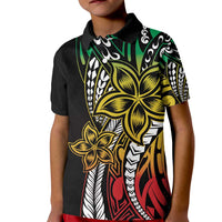 Polynesian Plumeria Floral Tattoo Pattern Kid Polo Shirt Reggae Style
