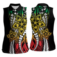 Polynesian Plumeria Floral Tattoo Pattern Women Sleeveless Polo Shirt Reggae Style