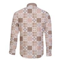 Hawaiian Palaka Quilt Pattern Long Sleeve Button Shirt Hawaii Culture Bird of Paradise Exotic Motif - Polynesian Pride