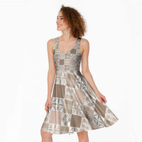 Hawaiian Palaka Quilt Pattern Midi Dress Hawaii Culture Bird of Paradise Exotic Motif - Polynesian Pride