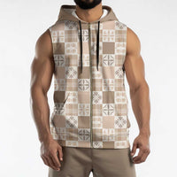 Hawaiian Palaka Quilt Pattern Sleeveless Zip Hoodie Hawaii Culture Bird of Paradise Exotic Motif LT9 - Polynesian Pride