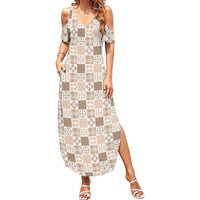 Hawaiian Palaka Quilt Pattern Summer Maxi Dress Hawaii Culture Bird of Paradise Exotic Motif - Polynesian Pride