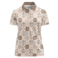 Hawaiian Palaka Quilt Pattern Women Polo Shirt Hawaii Culture Bird of Paradise Exotic Motif - Polynesian Pride