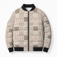 Hawaiian Palaka Quilt Pattern Bomber Puffer Jacket Hawaii Culture Honu Turtle - Polynesian Pride