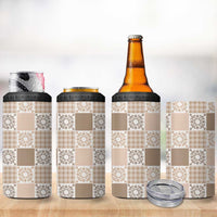 Hawaiian Palaka Quilt Pattern 4 in 1 Can Cooler Tumbler Hawaii Culture Honu Turtle - Polynesian Pride