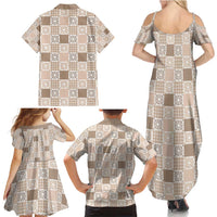 Hawaiian Palaka Quilt Pattern Family Matching Summer Maxi Dress and Hawaiian Shirt Hawaii Culture Honu Turtle LT9 - Polynesian Pride