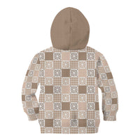 Hawaiian Palaka Quilt Pattern Kid Hoodie Hawaii Culture Honu Turtle - Polynesian Pride