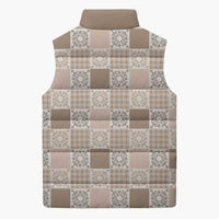 Hawaiian Palaka Quilt Pattern Sleeveless Puffer Jacket Hawaii Culture Honu Turtle - Polynesian Pride