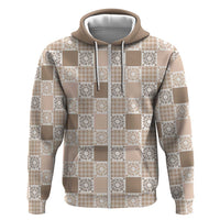 Hawaiian Palaka Quilt Pattern Zip Hoodie Hawaii Culture Honu Turtle - Polynesian Pride