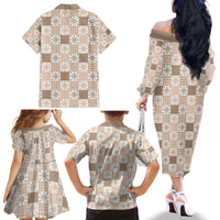 Hawaiian Palaka Quilt Pattern Family Matching Off The Shoulder Long Sleeve Dress and Hawaiian Shirt Hawaii Culture Pineapple - Polynesian Pride