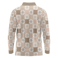 Hawaiian Palaka Quilt Pattern Long Sleeve Polo Shirt Hawaii Culture Pineapple - Polynesian Pride