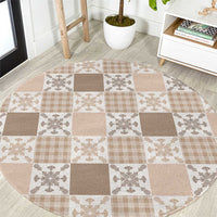 Hawaiian Palaka Quilt Pattern Round Carpet Hawaii Culture Pineapple - Polynesian Pride