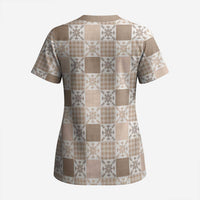 Hawaiian Palaka Quilt Pattern Scrub Top Hawaii Culture Pineapple - Polynesian Pride