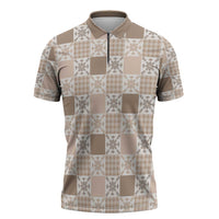 Hawaiian Palaka Quilt Pattern Zipper Polo Shirt Hawaii Culture Pineapple - Polynesian Pride