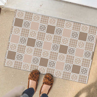 Hawaiian Palaka Quilt Pattern Rubber Doormat Hawaii Culture Tropical Flowers Mix - Polynesian Pride