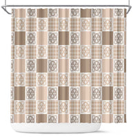 Hawaiian Palaka Quilt Pattern Shower Curtain Hawaii Culture Tropical Flowers Mix - Polynesian Pride