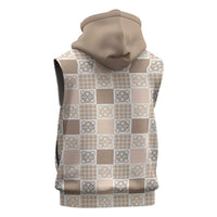 Hawaiian Palaka Quilt Pattern Sleeveless Hoodie Hawaii Culture Tropical Flowers Mix - Polynesian Pride