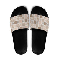 Hawaiian Palaka Quilt Pattern Slide Sandals Hawaii Culture Tropical Flowers Mix - Polynesian Pride