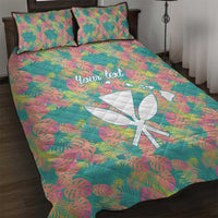 Seamless Hawaiian Quilt Pattern Quilt Bed Set Hawaii Culture Palm Leaf Tropical - Polynesian Pride