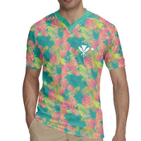 Seamless Hawaiian Quilt Pattern Rugby Jersey Hawaii Culture Palm Leaf Tropical - Polynesian Pride