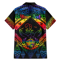 Personalised Tonga LGBT Family Matching Puletasi Dress and Hawaiian Shirt Love Is Love Ngatu Rainbow Water Color LT9 - Polynesian Pride