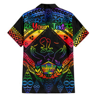 Personalised Tonga LGBT Family Matching Short Sleeve Bodycon Dress and Hawaiian Shirt Love Is Love Ngatu Rainbow Water Color LT9 - Polynesian Pride