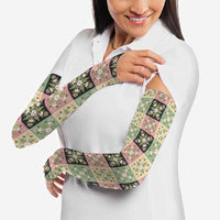 Seamless Pattern Maile and Pikake Lei Arm Sleeves Squares Maile Leaf - Polynesian Pride