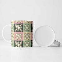 Seamless Pattern Maile and Pikake Lei Ceramic Mug Squares Maile Leaf - Polynesian Pride