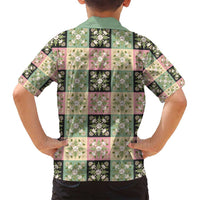 Seamless Pattern Maile and Pikake Lei Family Matching Long Sleeve Bodycon Dress and Hawaiian Shirt Squares Maile Leaf - Polynesian Pride