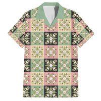Seamless Pattern Maile and Pikake Lei Family Matching Long Sleeve Bodycon Dress and Hawaiian Shirt Squares Maile Leaf - Polynesian Pride