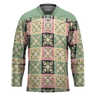 Seamless Pattern Maile and Pikake Lei Hockey Jersey Squares Maile Leaf - Polynesian Pride