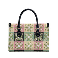 Seamless Pattern Maile and Pikake Lei Leather Bag Squares Maile Leaf - Polynesian Pride