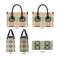 Seamless Pattern Maile and Pikake Lei Leather Bag Squares Maile Leaf - Polynesian Pride
