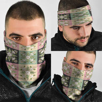 Seamless Pattern Maile and Pikake Lei Neck Gaiter Squares Maile Leaf - Polynesian Pride