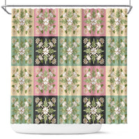 Seamless Pattern Maile and Pikake Lei Shower Curtain Squares Maile Leaf - Polynesian Pride
