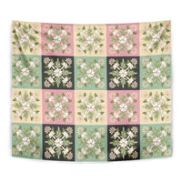 Seamless Pattern Maile and Pikake Lei Tapestry Squares Maile Leaf - Polynesian Pride