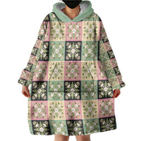Seamless Pattern Maile and Pikake Lei Wearable Blanket Hoodie Squares Maile Leaf - Polynesian Pride