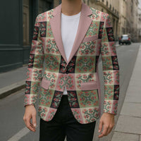 Seamless Pattern Pikake Lei Blazer Floral Squares Pikake - Polynesian Pride