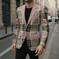 Seamless Pattern Pikake Lei Blazer Floral Squares Pikake - Polynesian Pride