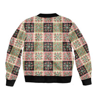 Seamless Pattern Pikake Lei Bomber Jacket Floral Squares Pikake - Polynesian Pride