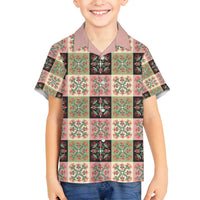 Seamless Pattern Pikake Lei Family Matching Off Shoulder Short Dress and Hawaiian Shirt Floral Squares Pikake - Polynesian Pride