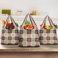 Seamless Pattern Pikake Lei Grocery Bag Floral Squares Pikake - Polynesian Pride