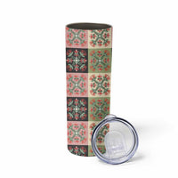 Seamless Pattern Pikake Lei Skinny Tumbler Floral Squares Pikake - Polynesian Pride