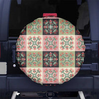Seamless Pattern Pikake Lei Spare Tire Cover Floral Squares Pikake - Polynesian Pride