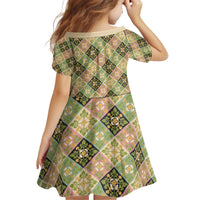 Seamless Pattern Puakenikeni and Kalo Kid Short Sleeve Dress - Polynesian Pride