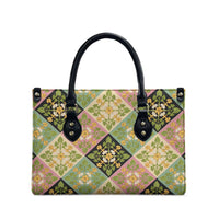 Seamless Pattern Puakenikeni and Kalo Leather Bag - Polynesian Pride
