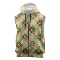Seamless Pattern Puakenikeni and Kalo Sleeveless Zip Hoodie - Polynesian Pride