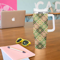Seamless Pattern Puakenikeni and Kalo Tumbler With Handle - Polynesian Pride
