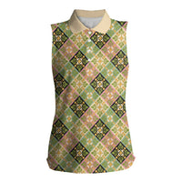 Seamless Pattern Puakenikeni and Kalo Women Sleeveless Polo Shirt - Polynesian Pride